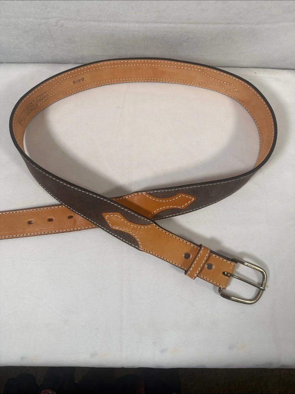 Men's Two-Tone Brown and Tan Leather Belt